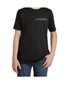 Black tshirt front view. Cancer revengers text on left side of the chest