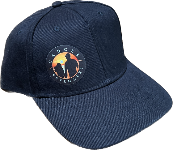 adjustable black baseball cap with colored sunset logo