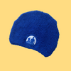 Blue beanie with white logo