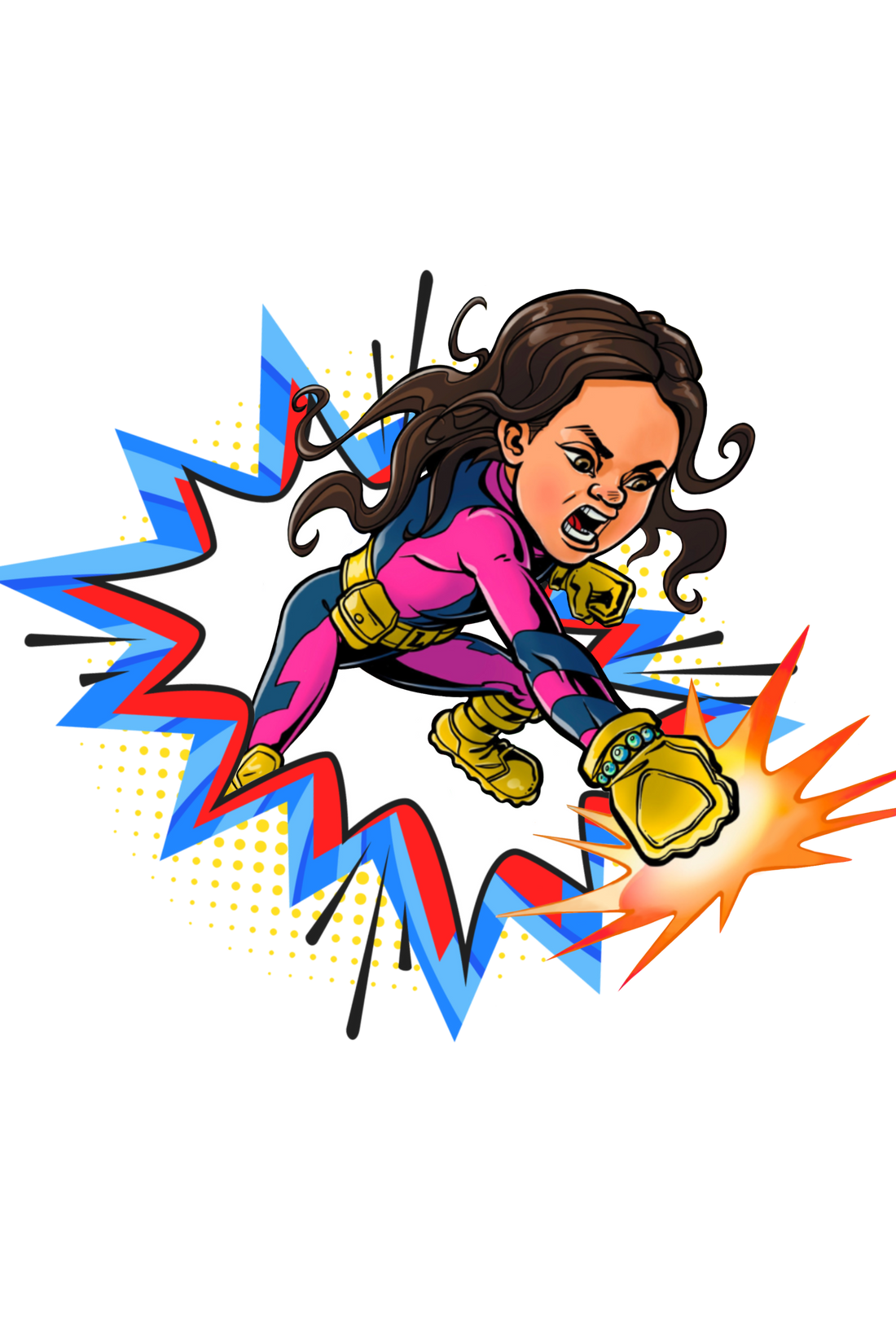  Layla superhero comic book style in a punching stance