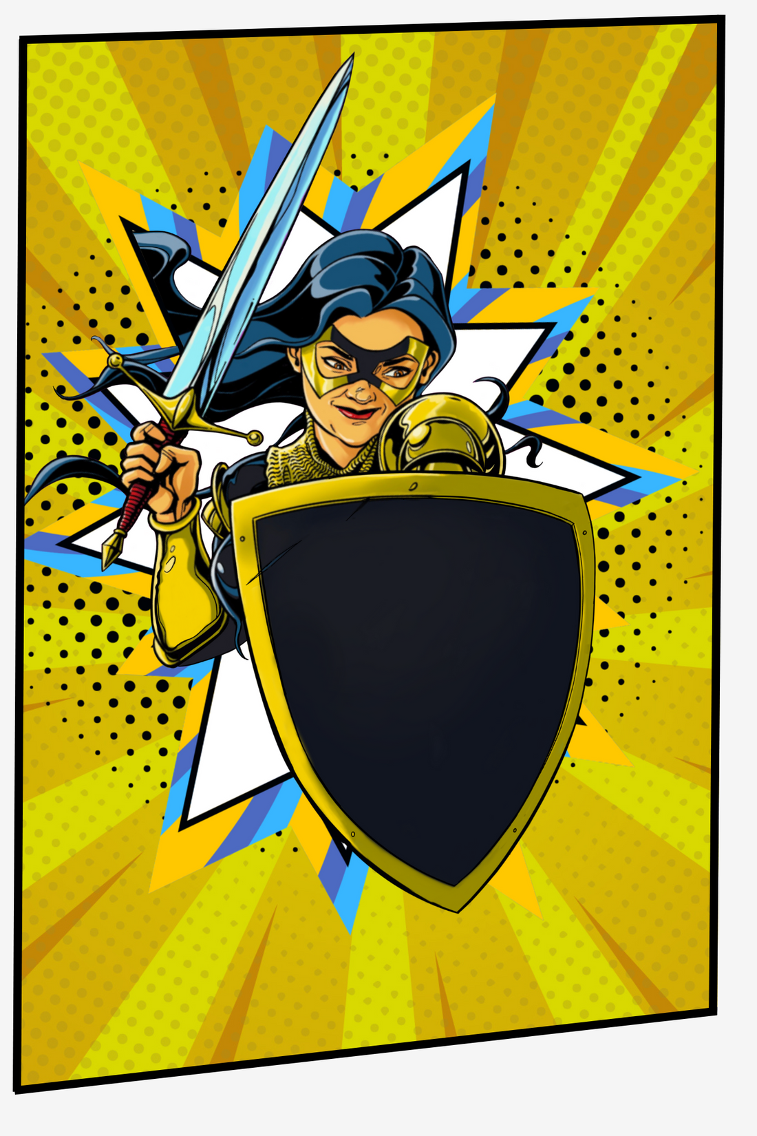  Superhero woman with shield and sword