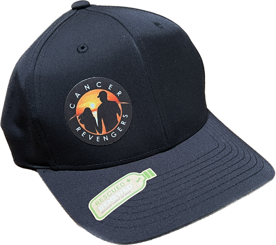 Semifitted black sustainable cap with colored sunset logo