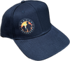 adjustable black baseball cap with colored sunset logo