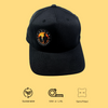 Semifitted black sustainable cap with colored sunset logo